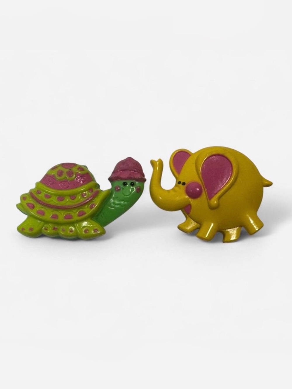 Avon 1970s Fragrance Glacé Turtle and Elephant Brooches